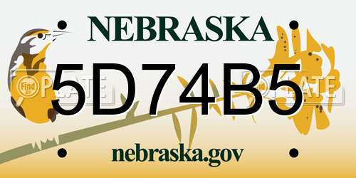 5D74B5 Nebraska License Plate