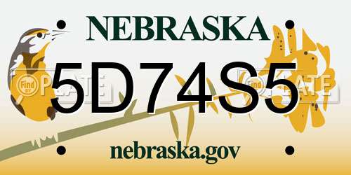 5D74S5 Nebraska License Plate