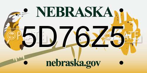 5D76Z5 Nebraska License Plate