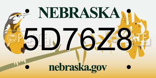5D76Z8 Nebraska License Plate