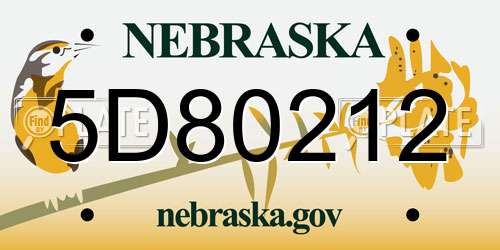 5D80212 Nebraska License Plate