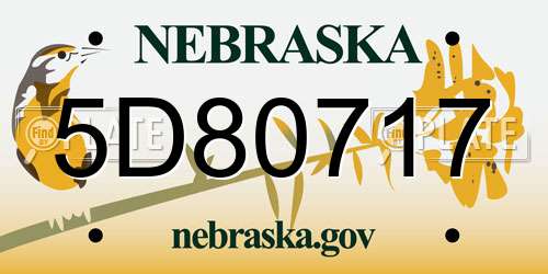 5D80717 Nebraska License Plate