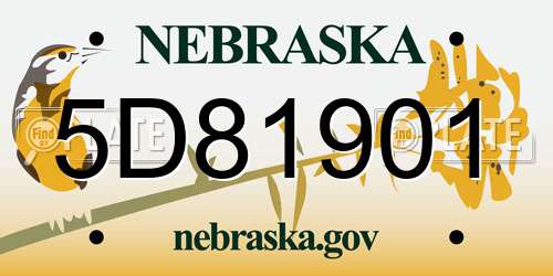5D81901 Nebraska License Plate