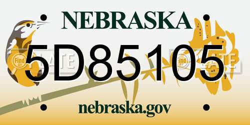 5D85105 Nebraska License Plate