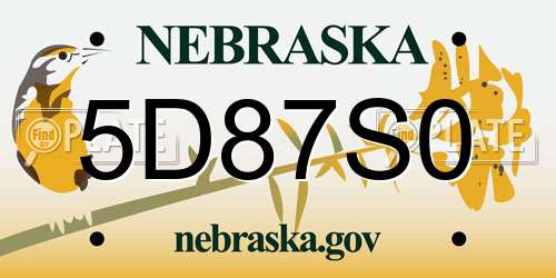 5D87S0 Nebraska License Plate