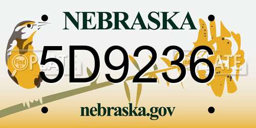 5D9236 Nebraska License Plate