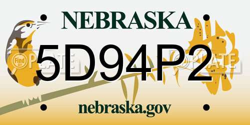 5D94P2 Nebraska License Plate
