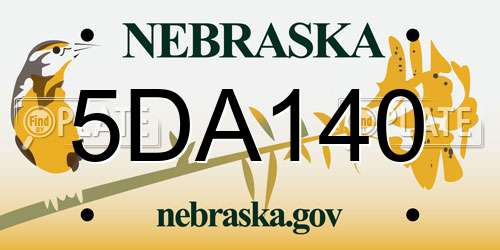 5DA140 Nebraska License Plate