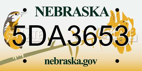 5DA3653 Nebraska License Plate