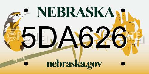 5DA626 Nebraska License Plate
