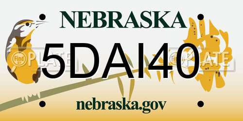 5DAI40 Nebraska License Plate