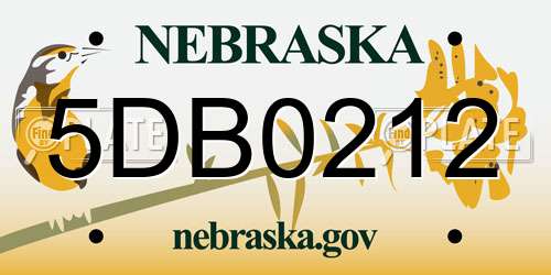 5DB0212 Nebraska License Plate