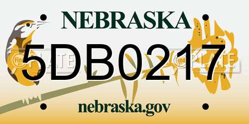 5DB0217 Nebraska License Plate