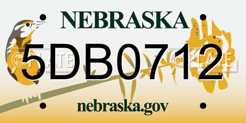 5DB0712 Nebraska License Plate