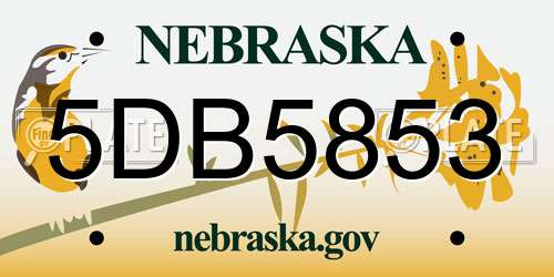 5DB5853 Nebraska License Plate