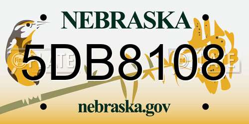 5DB8108 Nebraska License Plate