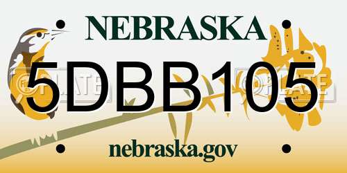 5DBB105 Nebraska License Plate