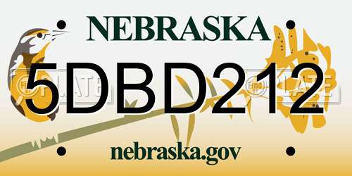 5DBD212 Nebraska License Plate