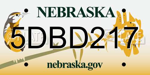 5DBD217 Nebraska License Plate