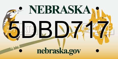 5DBD717 Nebraska License Plate