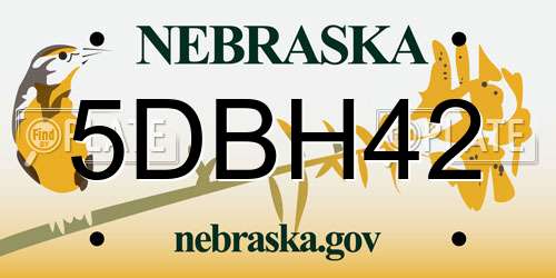 5DBH42 Nebraska License Plate