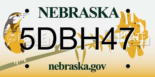 5DBH47 Nebraska License Plate