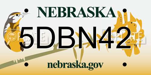 5DBN42 Nebraska License Plate