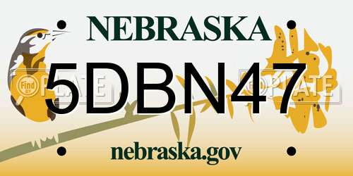 5DBN47 Nebraska License Plate