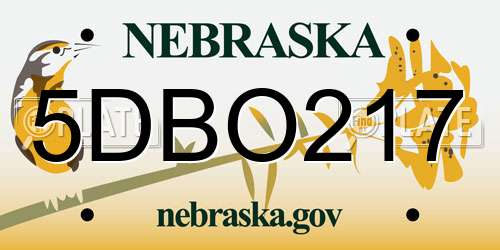 5DBO217 Nebraska License Plate