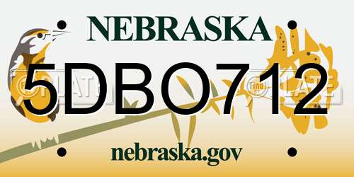 5DBO712 Nebraska License Plate