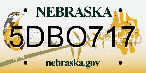 5DBO717 Nebraska License Plate