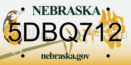 5DBQ712 Nebraska License Plate
