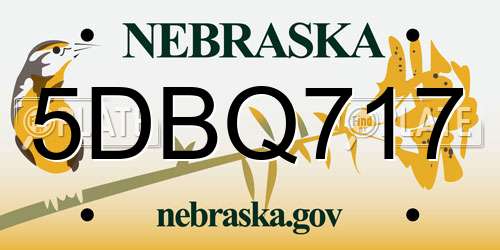 5DBQ717 Nebraska License Plate