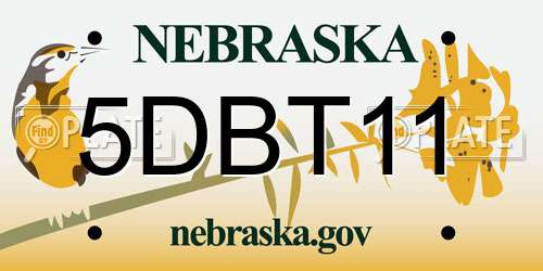 5DBT11 Nebraska License Plate