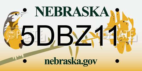 5DBZ11 Nebraska License Plate