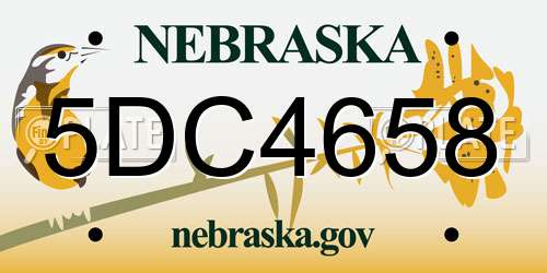 5DC4658 Nebraska License Plate