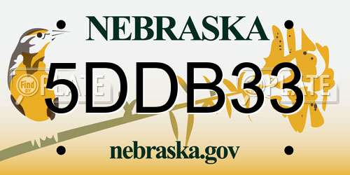 5DDB33 Nebraska License Plate
