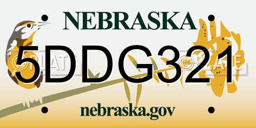 5DDG321 Nebraska License Plate