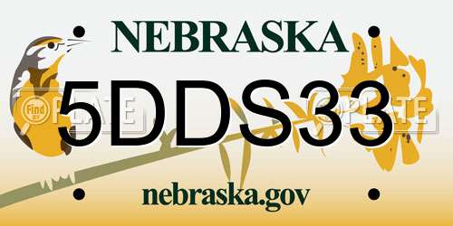 5DDS33 Nebraska License Plate