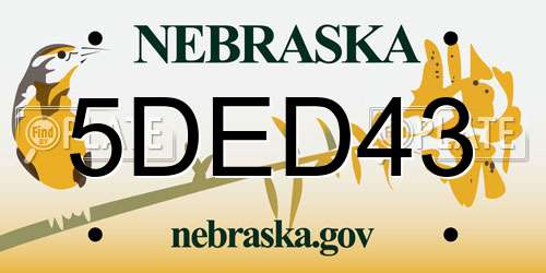 5DED43 Nebraska License Plate