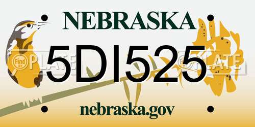 5DI525 Nebraska License Plate