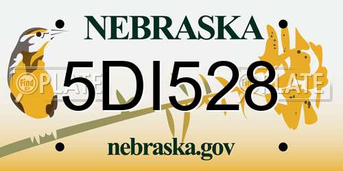 5DI528 Nebraska License Plate