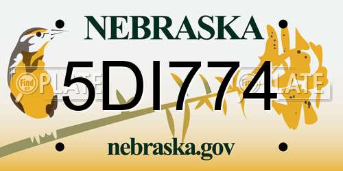 5DI774 Nebraska License Plate