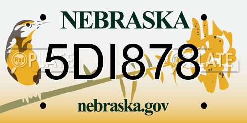 5DI878 Nebraska License Plate