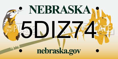 5DIZ74 Nebraska License Plate