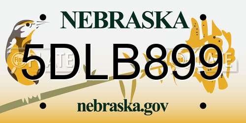 5DLB899 Nebraska License Plate