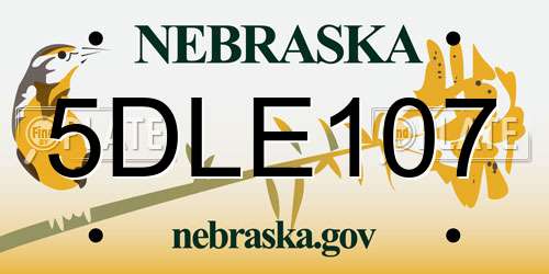 5DLE107 Nebraska License Plate