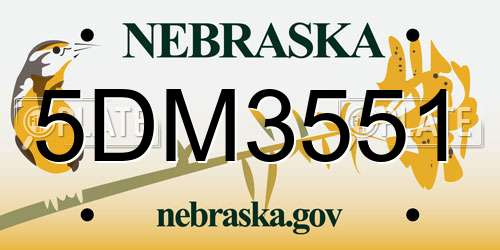 5DM3551 Nebraska License Plate