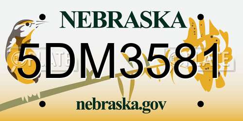 5DM3581 Nebraska License Plate