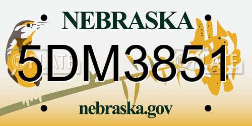 5DM3851 Nebraska License Plate